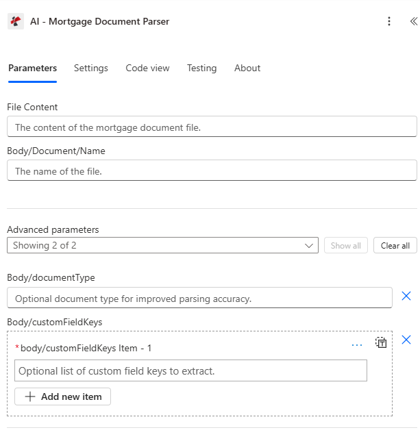 Analisador de documentos de hipoteca com IA no Power Automate